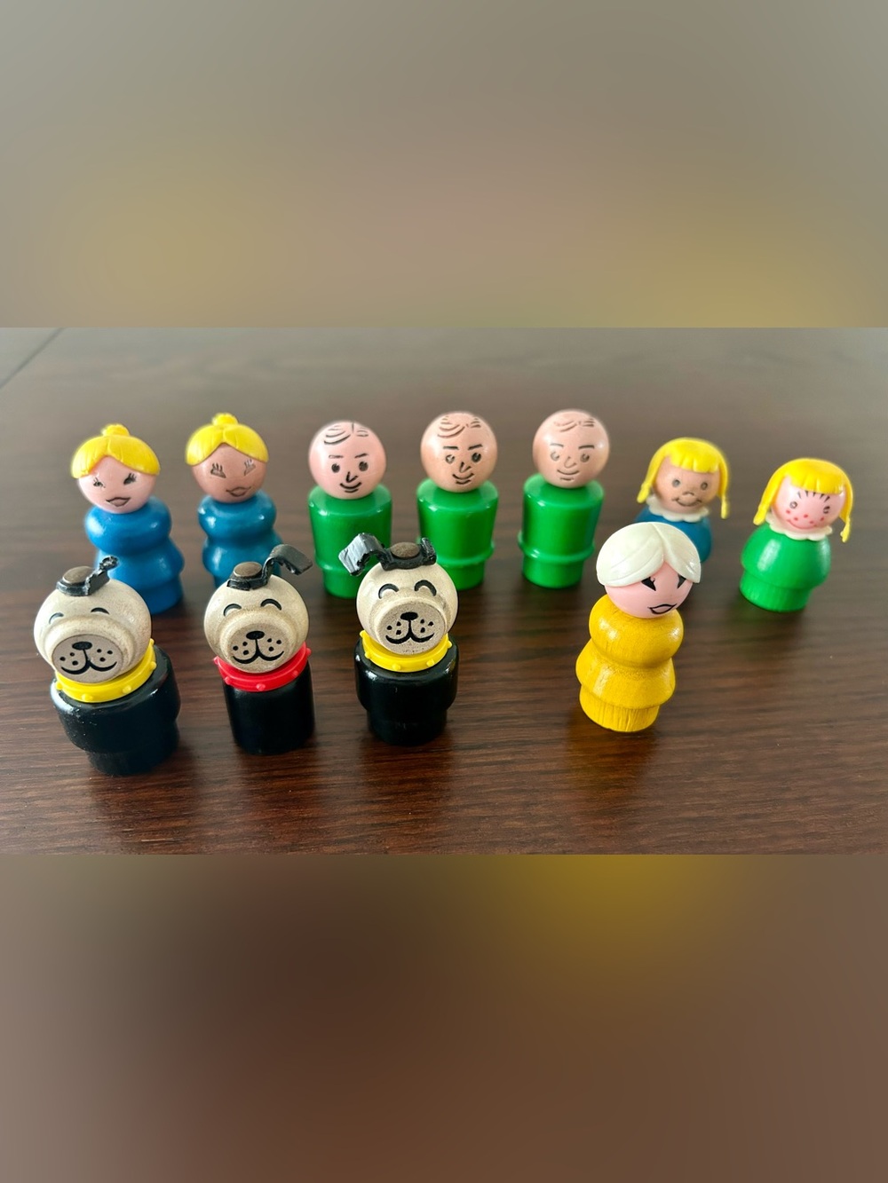 Vintage Fisher Price Little People 11 wooden figures, circa 1960’s—1970’s